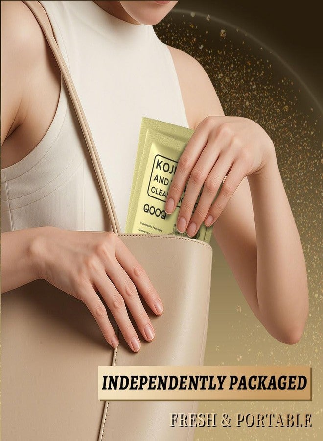 QOOQ Individually Sealed Turmeric Kojic Acid Cleansing Pads - Stays Fresh, Hygienic! (20 Pads) - Gentle Brightening Exfoliator for Dark Spots & Hyperpigmentation, Travel-Size - Image 5